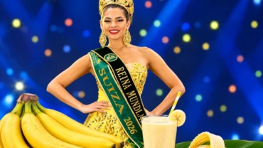Vanessa Williams, coronada Reina Mundial del Banano 2026 en Machala, Ecuador.