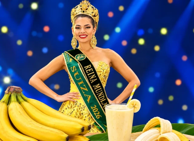 Vanessa Williams, coronada Reina Mundial del Banano 2026 en Machala, Ecuador.